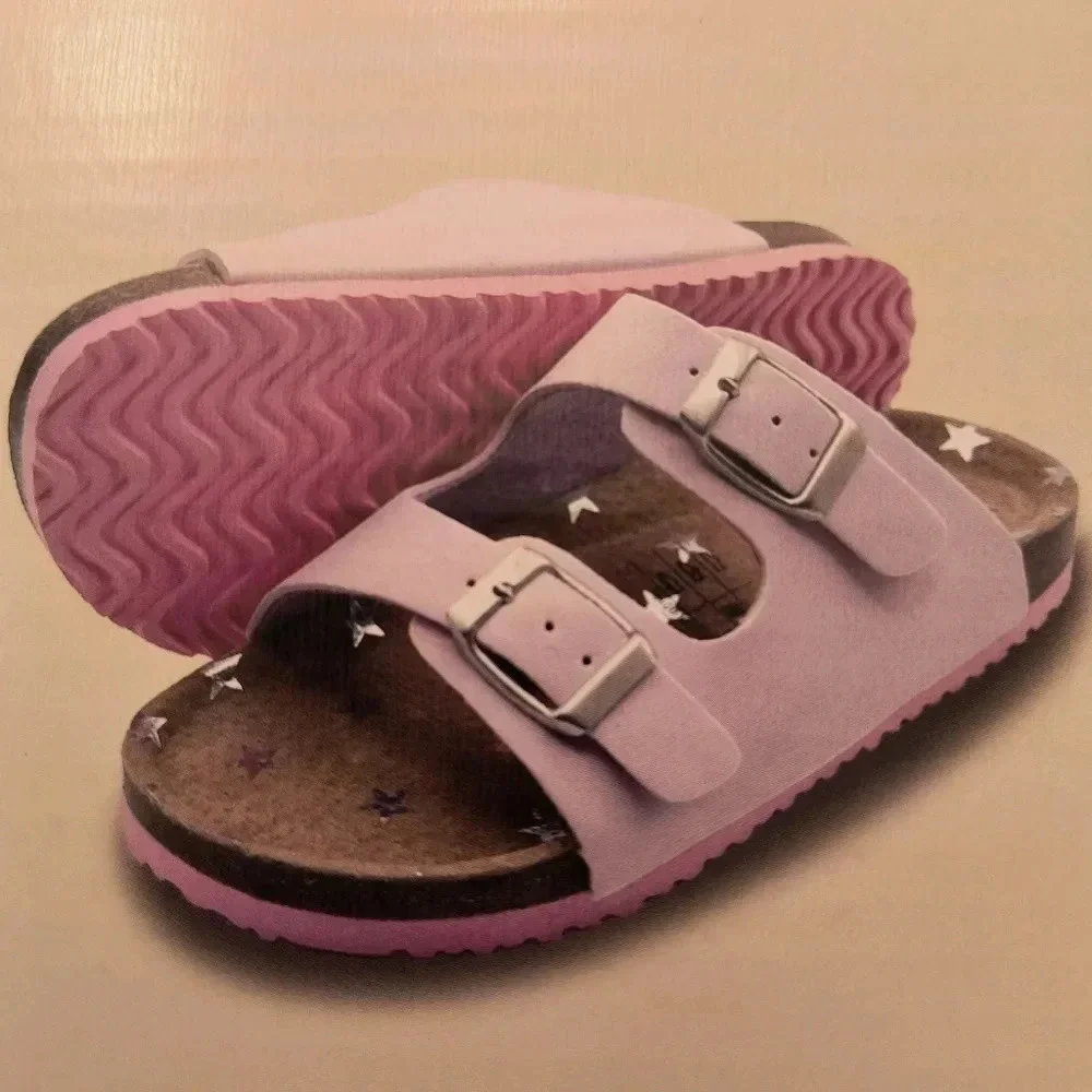 Lily Dan girls small sandals purple Star tan slip-on shoes summer spring buckle